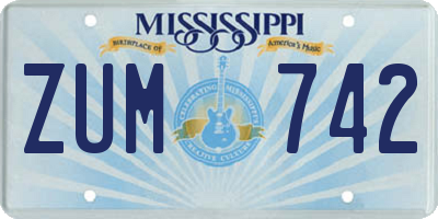 MS license plate ZUM742