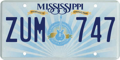 MS license plate ZUM747