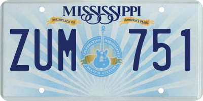 MS license plate ZUM751