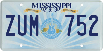 MS license plate ZUM752