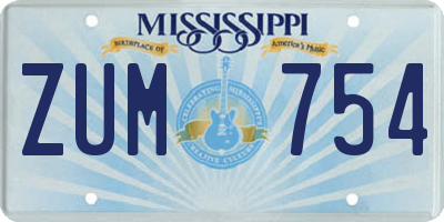 MS license plate ZUM754