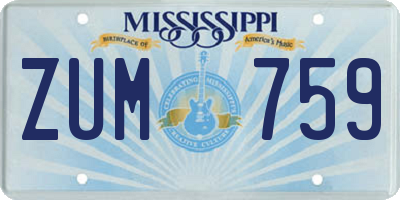 MS license plate ZUM759