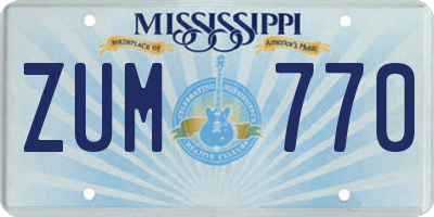 MS license plate ZUM770