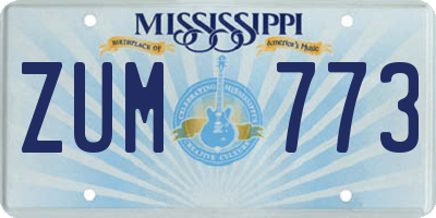 MS license plate ZUM773