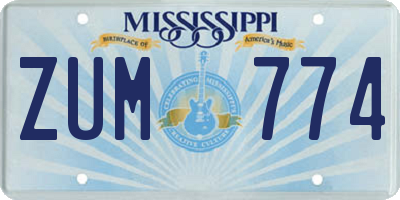 MS license plate ZUM774