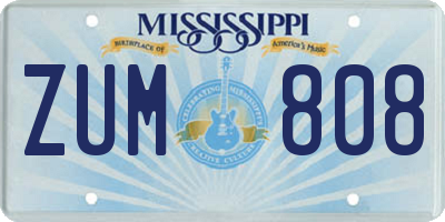 MS license plate ZUM808