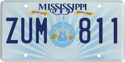 MS license plate ZUM811