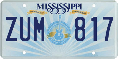 MS license plate ZUM817