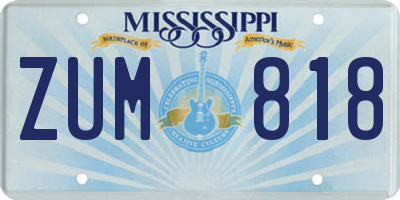 MS license plate ZUM818