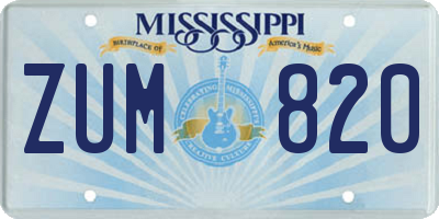 MS license plate ZUM820