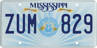 MS license plate ZUM829