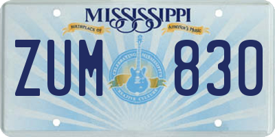 MS license plate ZUM830