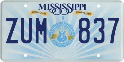 MS license plate ZUM837