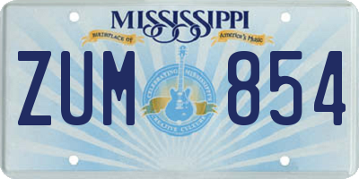 MS license plate ZUM854