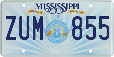 MS license plate ZUM855