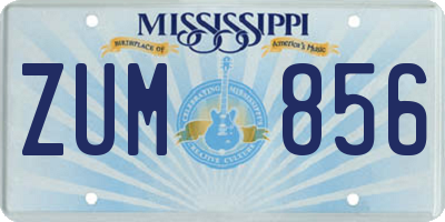 MS license plate ZUM856