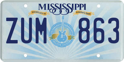 MS license plate ZUM863