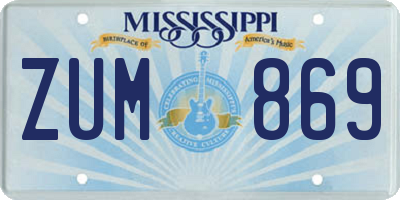 MS license plate ZUM869