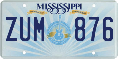 MS license plate ZUM876