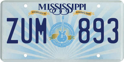 MS license plate ZUM893