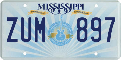 MS license plate ZUM897