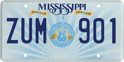 MS license plate ZUM901