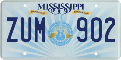 MS license plate ZUM902