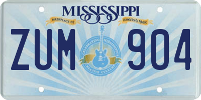MS license plate ZUM904
