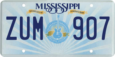 MS license plate ZUM907