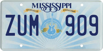 MS license plate ZUM909