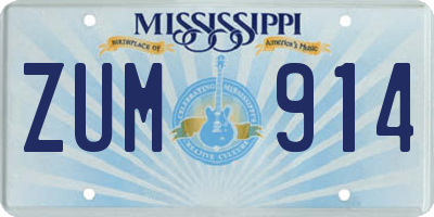 MS license plate ZUM914