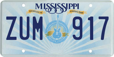 MS license plate ZUM917