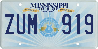 MS license plate ZUM919