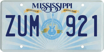 MS license plate ZUM921