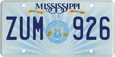 MS license plate ZUM926