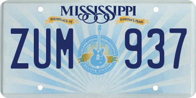 MS license plate ZUM937