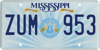 MS license plate ZUM953