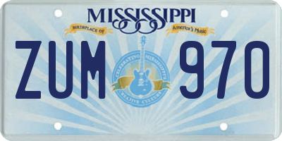 MS license plate ZUM970