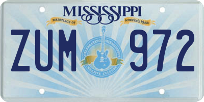 MS license plate ZUM972