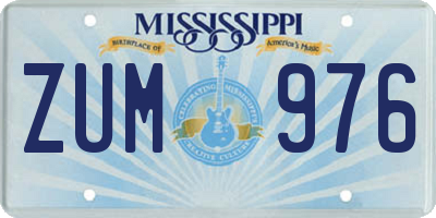 MS license plate ZUM976