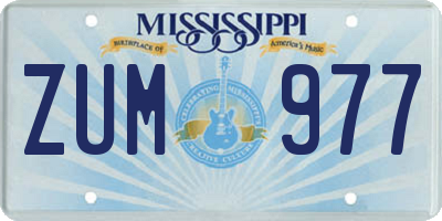 MS license plate ZUM977