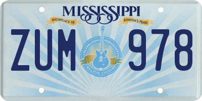 MS license plate ZUM978