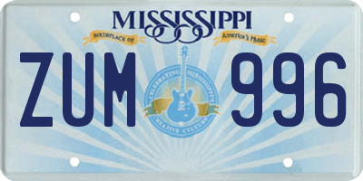 MS license plate ZUM996