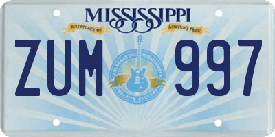 MS license plate ZUM997