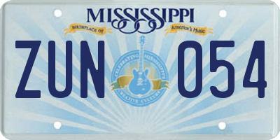 MS license plate ZUN054