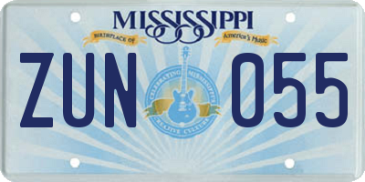 MS license plate ZUN055