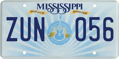 MS license plate ZUN056