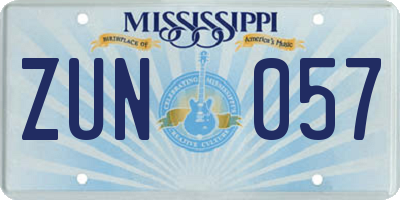 MS license plate ZUN057