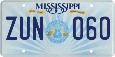 MS license plate ZUN060