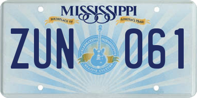 MS license plate ZUN061